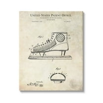 Stupell Industries Hockey Skate Shoe Labeled Diagram Patent Text Canvas Wall Art, 16 x 20, Design by Karl Hronek