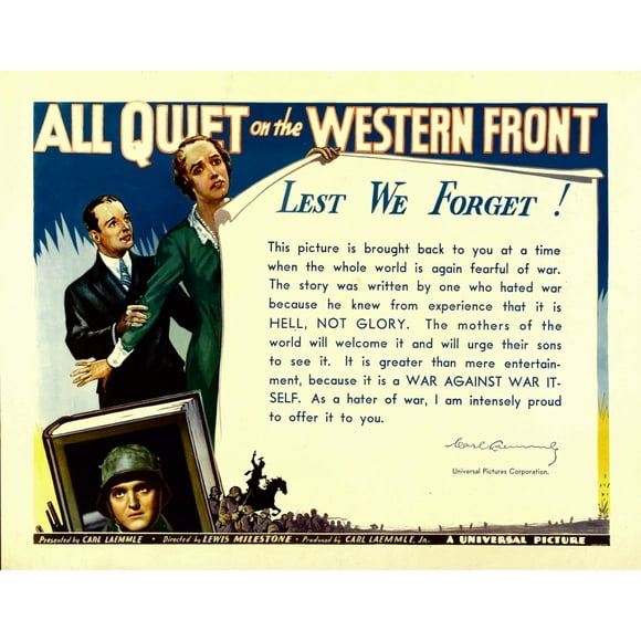All Quiet On The Western Front Bottom: Lew Ayres 1930. Movie Poster Masterprint (28 x 22)