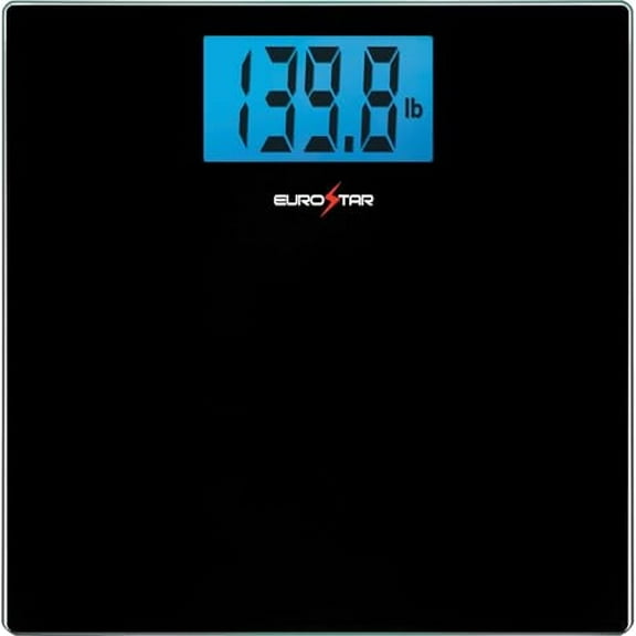EUROSTAR Digital Glass Bathroom Scale, Black