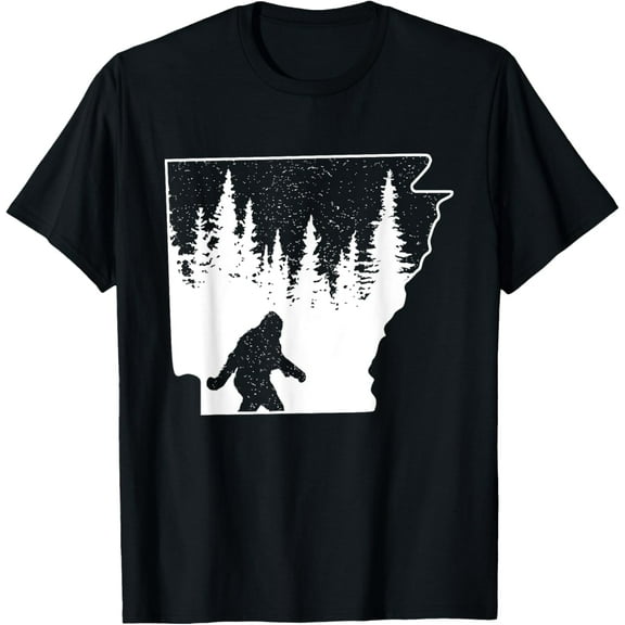 Arkansas Bigfoot Outdoor Sasquatch Silhouette State Pride T-Shirtmen and women can wear, black, white, gifts.S,M,L,XL,2XL,3XL,190XL