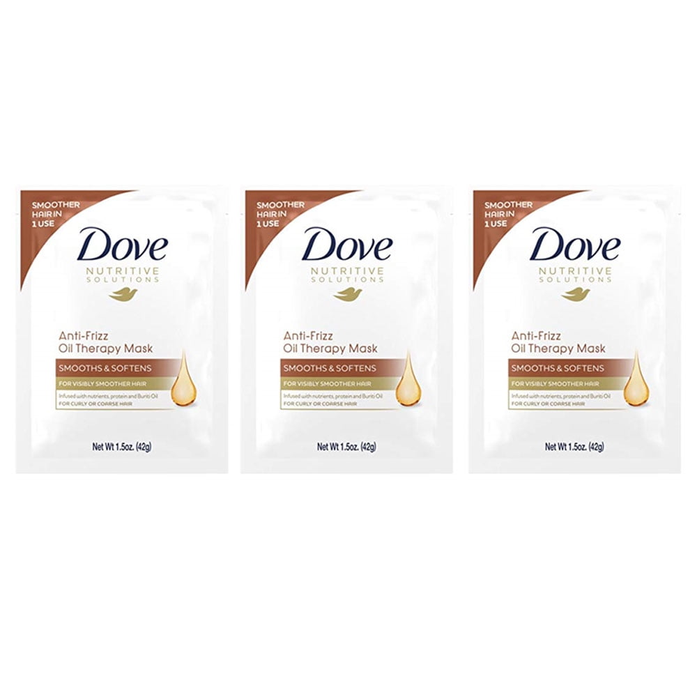 Pack of (3) Dove Anti-Frizz Oil Smooth Hair Mask, 1.5 oz