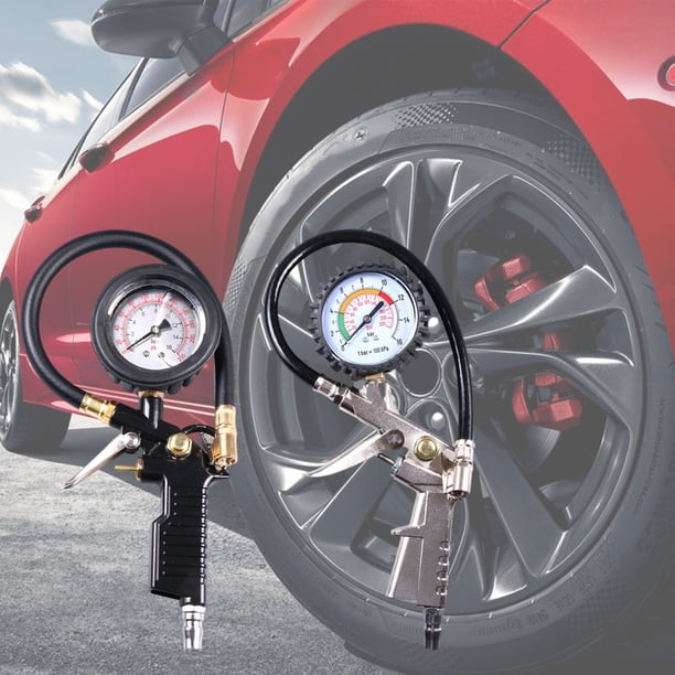 Medidor de presión de neumáticos inflable para auto | Dispositivo de monitoreo de presión de neumáticos | Preciso 0-230 PSI | Construcción metálica | Uso fácil con una mano | Para autos, SUV