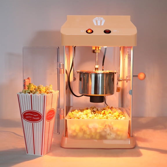 4OZ Tabletop Popcorn Machine, Popper Machine Pop Corn Machine Popcorn Maker with Stainless-Steel Kettle, Measuring Tool and Popcorn Scoop For Home, Family, Movie Night