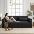 thumbnail image 1 of Sofá Cama de 2 Plazas para Salón, Sofá Modular Convertible con Espuma Viscoelástica, Mueble de Ahorro de Espacio, 180×180×80 cm (Negro), 1 of 8