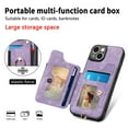 thumbnail image 6 of SaniMore for iPhone 12 Wallet Case, [RFID Blocking] Elastic Card Slot Vehicle Magnetic PU Leather Ring Holder & Lanyard Stand Money Pocket Protective Cover for iPhone 12, Purple, 6 of 12