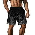 thumbnail image 6 of Ecqkame Men's Swim Shorts Casual Loose Flame Printing Loose Sports Shorts Fashion Elastic Waist Drawstring Beach Shorts Dark Gray XL, 6 of 9