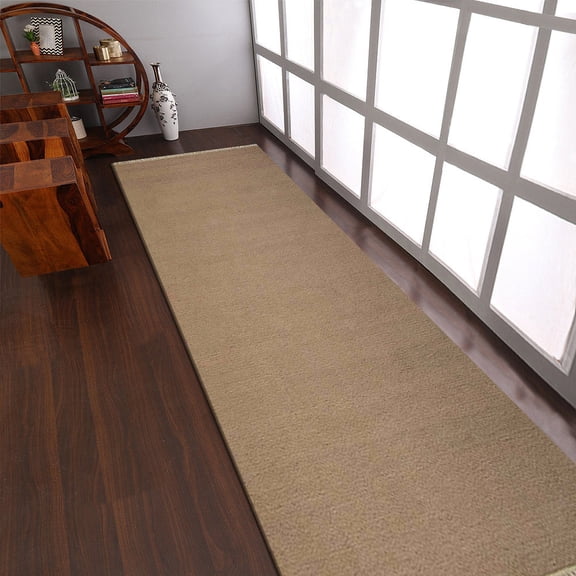 Rugsotic Carpets Hand Woven Flat Weave Kilim Wool Eco-Friendly 3'x13' Area Rugs Runner Cream Plain Solid Design Low Pile Indoor Handmade Rug for Living Room, Bedroom D00111