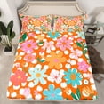 thumbnail image 2 of Manfei Colorful Flowers 4 Pieces Queen Sheet Sets for Teens Adults,Orange Polka Dots Ultra Soft Flat Sheet,Chic Floral Blossoms Queen Fitted Sheet,Lightweight Room Decor, 2 of 7