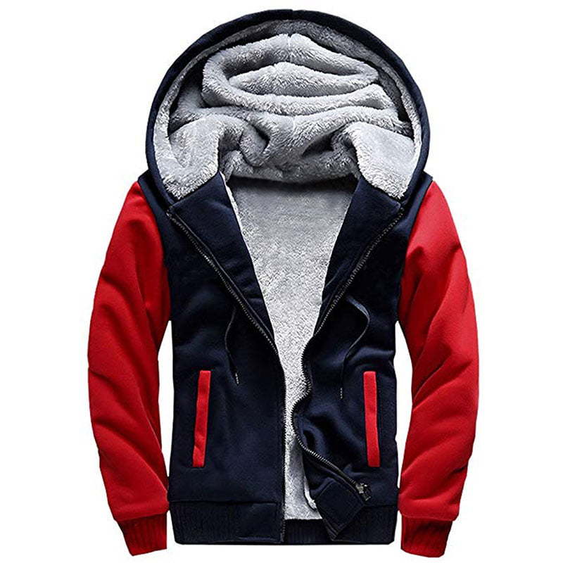 Mens Tracksuit Set Faux Fleece Hoodie Jacket Pants Warm Artificial Fur Lining Winter Sweatshirt Outerwear 