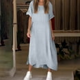 thumbnail image 2 of Ruyang Summer Dresses for Women Women's Loose Casual Solid Color Short Sleeved Cotton Linen Dress Short Dresses, 2 of 4