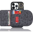 thumbnail image 5 of for iPhone 14 Pro Max Case with Card Holder - Credit Card Slot,RFID Blocking,360°Rotating Ring Kickstand and PU Leather Cute Wallet Cover for Women(Black Leopard), 5 of 17