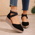 thumbnail image 5 of Dakaela Women's Closed Toe Wedge Sandals Comfortable Platform Espadrille Heels Pumps Ankle Strappy Summer Casual Dressy Shoes Size 6-10 Black, 5 of 8