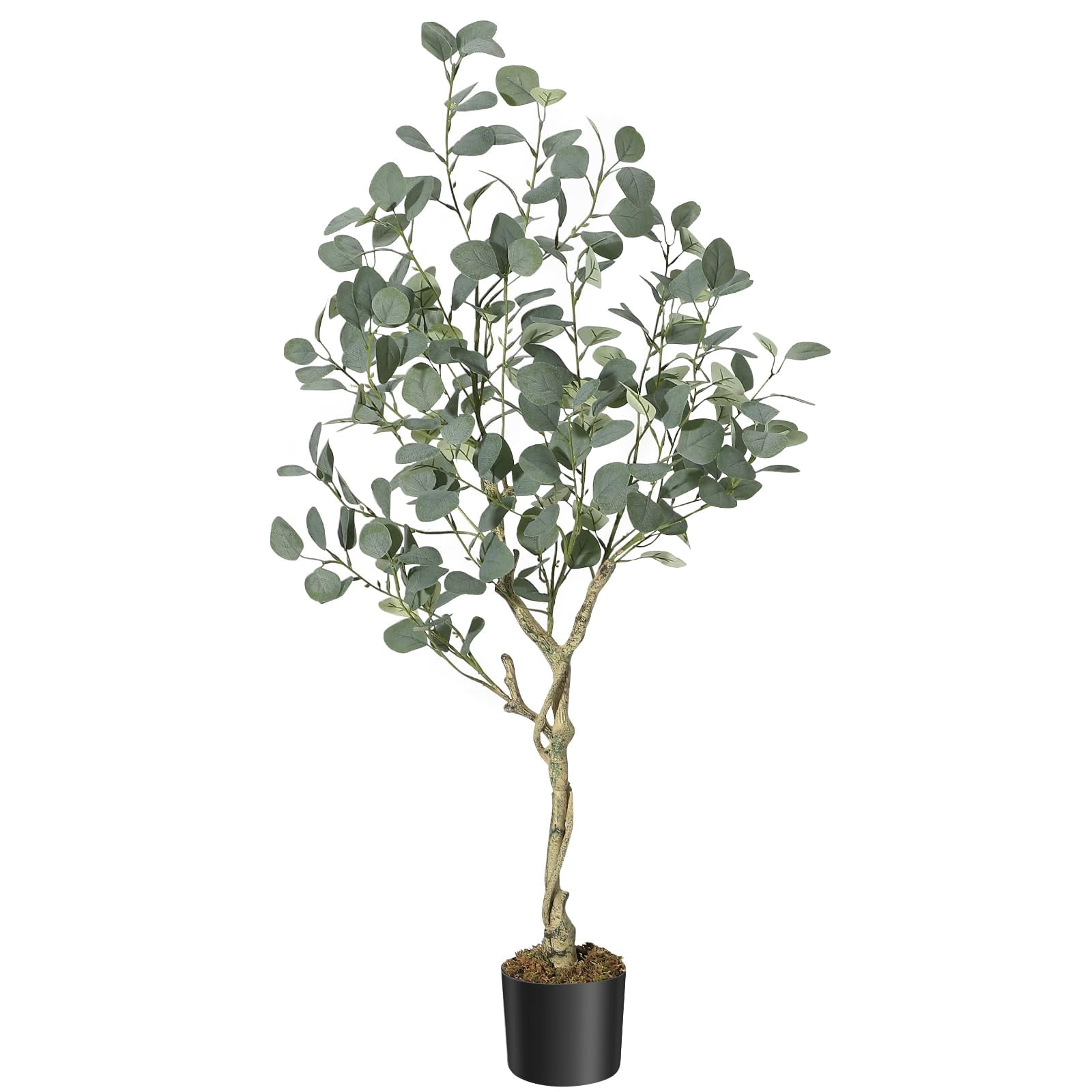 Danolapsi Artificial Tree Plant Eucalyptus Tree 4/5/6FT Tall, Modern Large Fake Plant Decor in Pot for Indoor Outdoor,Home Office Ideal Housewares Gift Decoration, Eucalyptus Tree