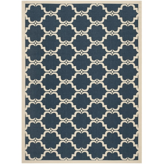 SAFAVIEH Courtyard Estelle Geometric Indoor/Outdoor Area Rug, Navy/Beige, 8' x 10'
