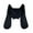 Black, variant on Mikilon Women Backless Crop Blouses V-neck Long Sleeve Shirts Solid Color Puff Sleeve Tops