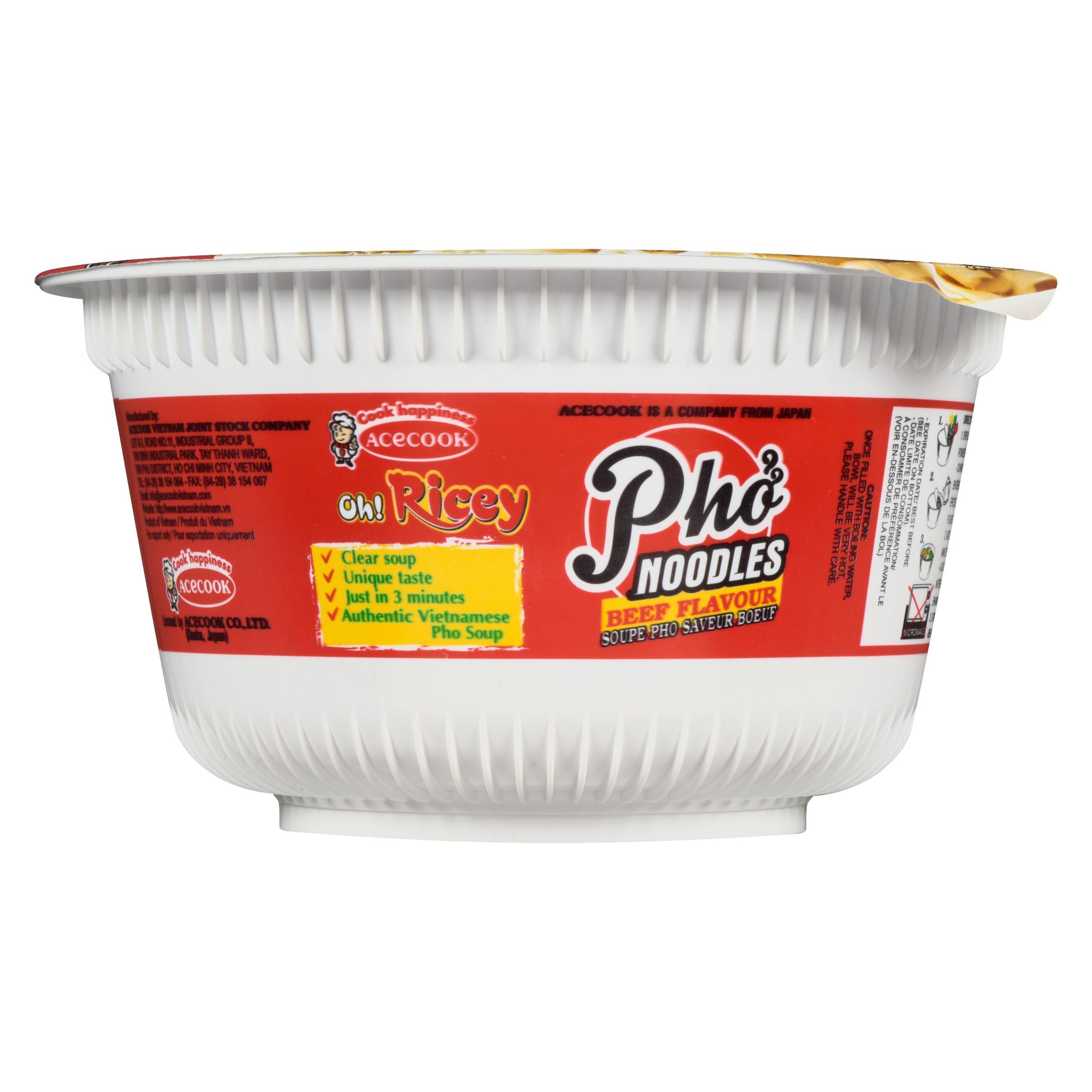 Oh! Ricey Beef Flavour Rice Noodle Bowl, 70 g bowl