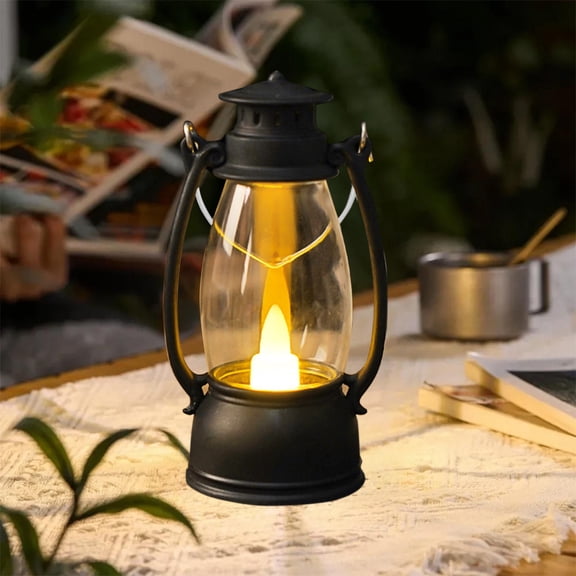 LED Vintage Lantern Night Light Electronic Candle Lamp Flickering Flameless Light Portable Hanging Lantern for Halloween Christmas Wedding Party Tabletop Home Decor Ambient Lighting Display