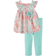 Bon Bebe Girls 12-24 Months Chiffon Bubble Floral Legging Set (Mint 18 Months)
