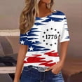 thumbnail image 2 of LWavelet Fourth of July Shirts for Women 3/4 Length Sleeve Tops Round Crew Casual Statue of Liberty Patriotic USA Flag Tee White 3XL, 2 of 4