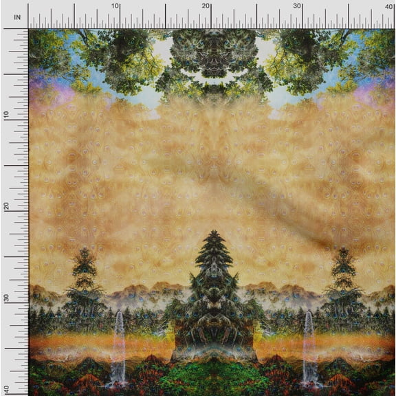 Soimoi Cotton Voile Fabric Peacock Panel Print Sewing Fabric Yard 42 Inch Wide