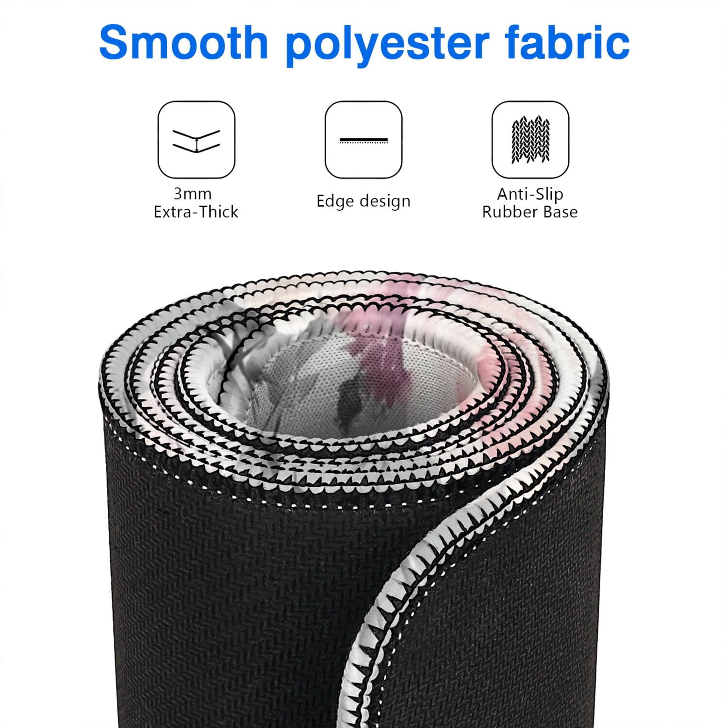 Long Mouse Pads for Desk,Pioneer Flower Floral Print Pattern Desk Mats on Top Of Desks, Desk Mouse Pad Extra Large with 3mm Non-Slip Base and Stitched Edge for Gaming,Office,Work,Home 47.3"x23.6"