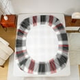 thumbnail image 5 of Feelyou Retro Square Plaid Bed Sheets, Grey Red Lines Buffalo King Sheets, 4pcs, 5 of 7