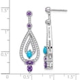 thumbnail image 4 of 14K White Gold Turquoise/Amethyst/White Topaz Dangle Earrings (Width 11.6) (Length 36.3) - Jbsp, 4 of 5