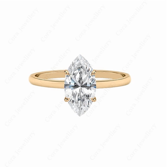 Cora Jewellery 2.00CT Marquise Moissanite Simple Solitaire Engagement Ring For Women, 10K Rose Gold
