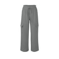 thumbnail image 5 of DuoJiaJ Linen Pants Women Elastic High Waisted Drawstring Cargo Pants Baggy Wide Leg Pant Casual Beach Pant Lightweight Travel Casual Pants for Women, 5 of 5