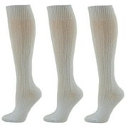 Sierra Socks Women's Cotton Cable Knit Knee High School Uniform Socks for Girls,3-Pack, Multi Colors