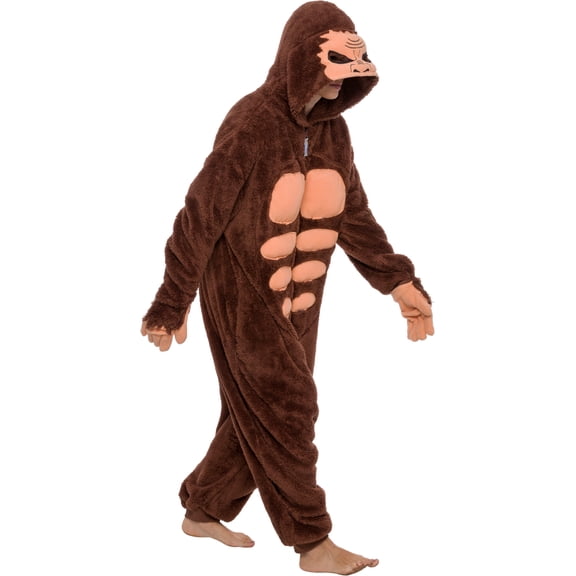 FUNZIEZ! Sasquatch Adult Unisex Novelty Union Suit Costume for Halloween - Brown, XXLarge