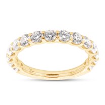 1 1/3 ct.t.w Round Cut Lab Created Moissanite Diamond Eternity Wedding Band Ring For Women In 14K Solid Yellow Gold (G-H Color, VVS1 Clarity, 1.33 Cttw)-4.5