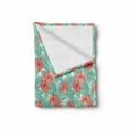thumbnail image 2 of Island Party Soft Flannel Fleece Throw Blanket, Exquisite Hibiscus Blossom with Leaf Beach Paradise Petals Print, Cozy Plush for Indoor and Outdoor Use, 50" x 70", Sea Green Coral, by Ambesonne, 2 of 6