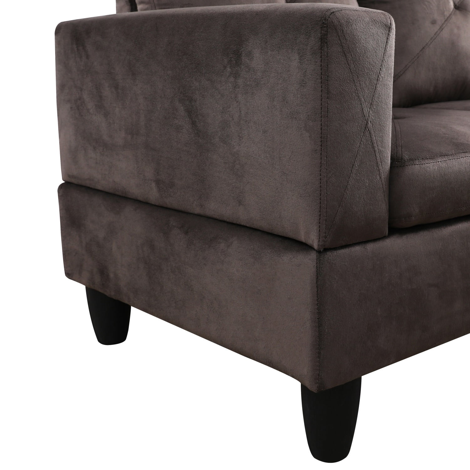 Hommoo Modern Sectional Sofa, 3-Piece Living Room Sofa Set, Espresso(No Ottoman)