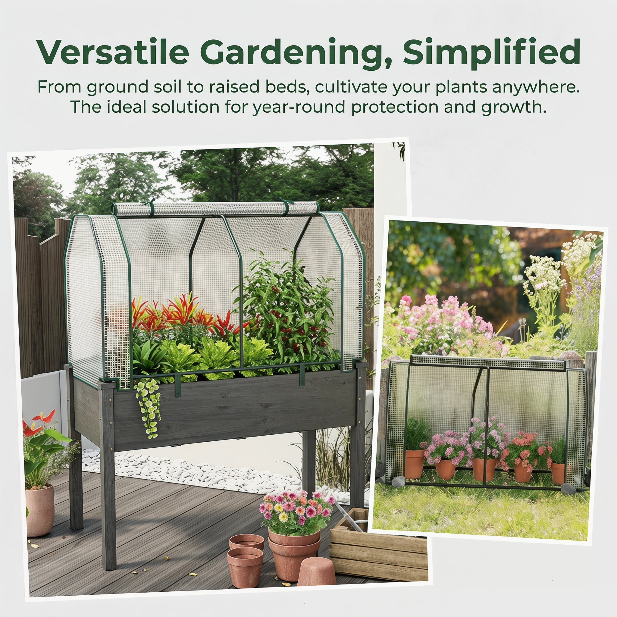 Resenkos Walk-in Greenhouse,Plant Gardening Green House,47.5 x 21.5 x 24 Inch Mini Greenhouse with Roll-up Zipper Door