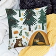 thumbnail image 2 of Patifu Happy Camping Pillow Covers Home Decor Camper Reversible Throw Pillow Covers for Children Botanical Square Cushion Covers  Set Bear Wild Animals 12x12in, 2 of 5