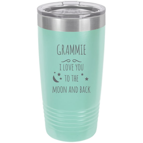Grammie - I love you to the Moon and Back Stainless Steel Engraved Insulated Tumbler 20 Oz Travel Coffee Mug, Teal