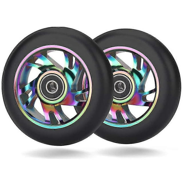 2 Pcs Roues de Remplacement pour Trottinette 100mm avec Roulement Trottinette Acrobatique