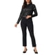 thumbnail image 2 of BLUSA DE SATÉN PARA MUJERES CHIC INSPIRADA, DE MANGA LARGA, CAMISA DE OFICINA CON BOTONES, TALLA 2XL, NEGRA, 2 of 6