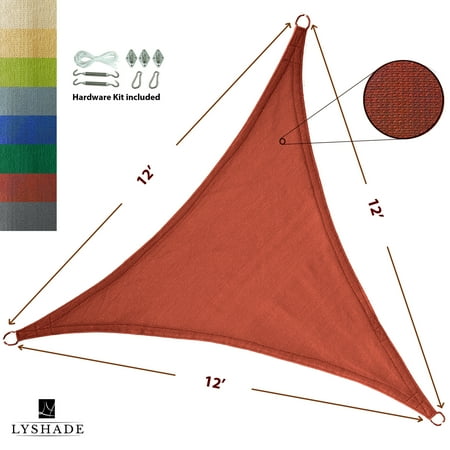 Shade Pole Kit LyShade 12' x 12' x 12' Triangle Sun Shade Sail Canopy with Stainless Steel Hardware Kit - UV Block for Patio and Outdoor ()