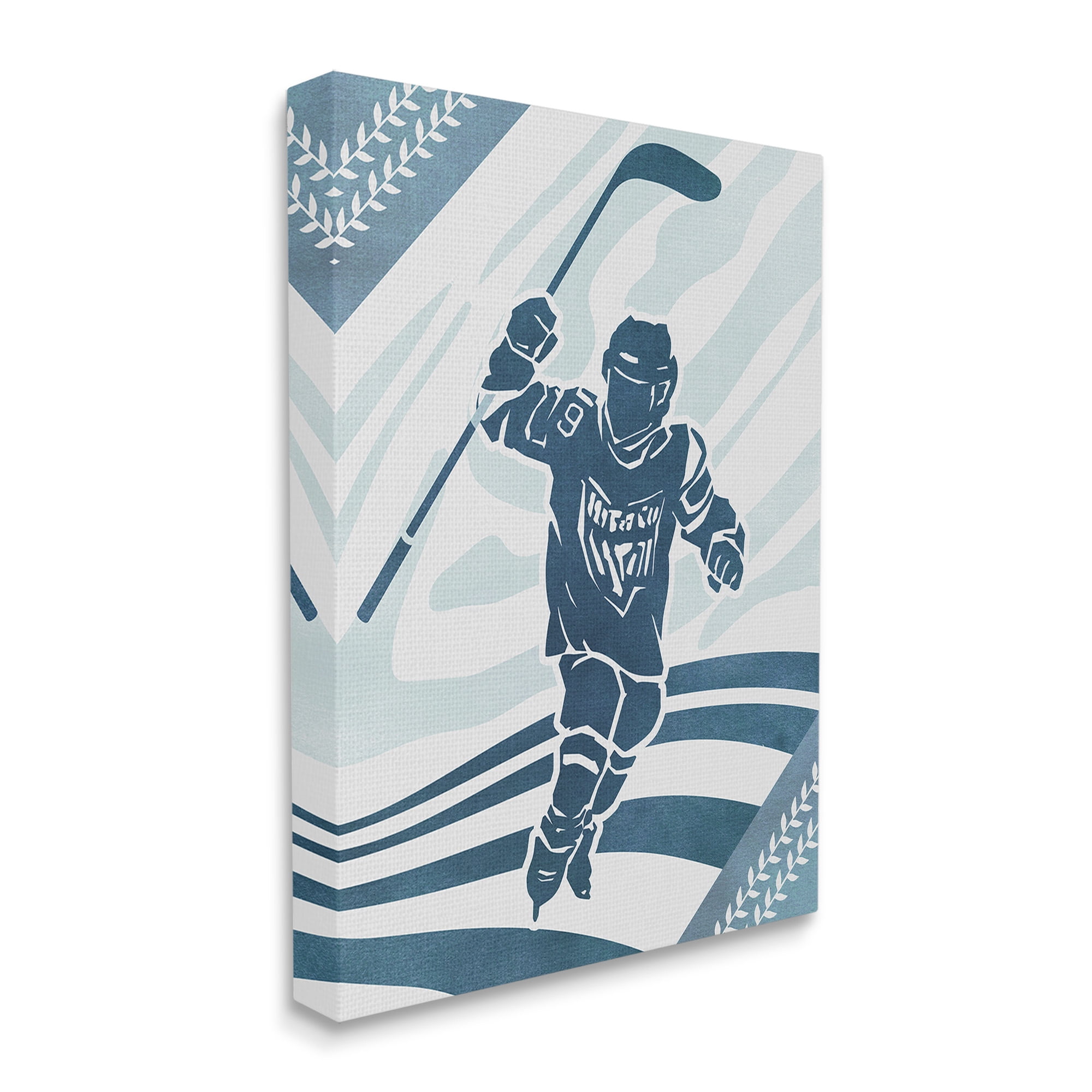 Stupell Industries Patterned Hockey Player Sports Painting Gallery Wrapped Canvas Art Print Wall Art, 30 x 40