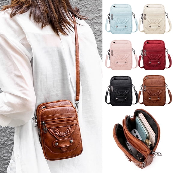 Vintage Women Mini Crossbody Shoulder Bag - Multi-Compartment Large Screen Cell Phone Purse with Coin Pocket, Lightweight Portable Wallet for Daily Use, Travel and Outdoor Activities, 8*5*2in, D