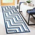 thumbnail image 3 of SAFAVIEH Cottage Maria Geometric Lines Indoor/Outdoor Area Rug Cream/Blue, 6'7" x 6'7" Round, 3 of 9