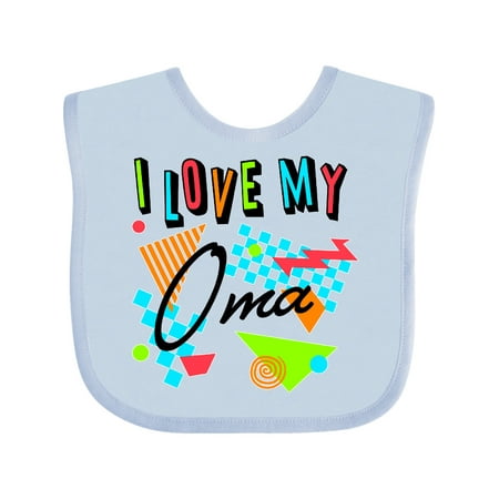 

Inktastic I Love my Oma- 80s retro style Gift Baby Boy or Baby Girl Bib