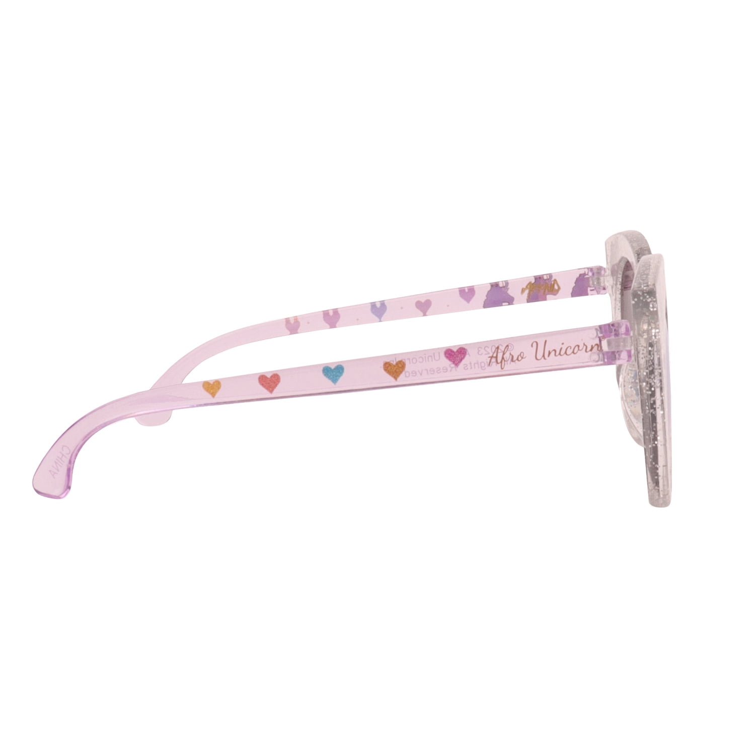 Afro Unicorn White and Purple Glitter Cateye Kids Sunglasses