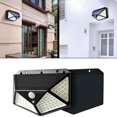 thumbnail image 3 of EeaseMX 4 luces solares para exteriores, 100 LED, superbrillantes, con sensor de movimiento, inalámbricas, impermeables, de seguridad, para puerta de entrada, patio, garaje, terraza y camino (negro), 3 of 7