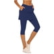 thumbnail image 3 of TaTaai Women's Fake Two Piece Leggings with Skirt Side Pockets High Waisted Cropped Yoga Pants 7/8 Length Athletic Running Tights Summer Sportswear Gift, 3 of 7