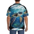 thumbnail image 5 of Gaeub Watercolor Turtle4 Men's Lapel Short Sleeve Shirt, Relaxed Fit Shirt, Soft and Breathable for Outdoors Party Travel - Small, 5 of 7
