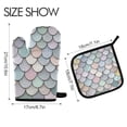 thumbnail image 2 of Yayeee Oven Mitts and Pot Holder Set of 2 Heat Resistant Kitchen Gloves Baking Hot Pad, Light Blue Shimmering Pattern, 2 of 5