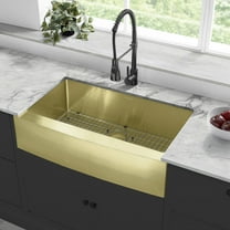 Rivage 36 x 21 Stainless Steel, Single Basin, Farmhouse Kitchen Sink with Apron in Gold